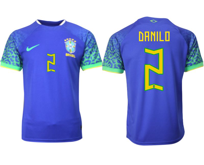 Men 2022 World Cup National Team Brazil away aaa version blue #2 Soccer Jersey->belgium jersey->Soccer Country Jersey